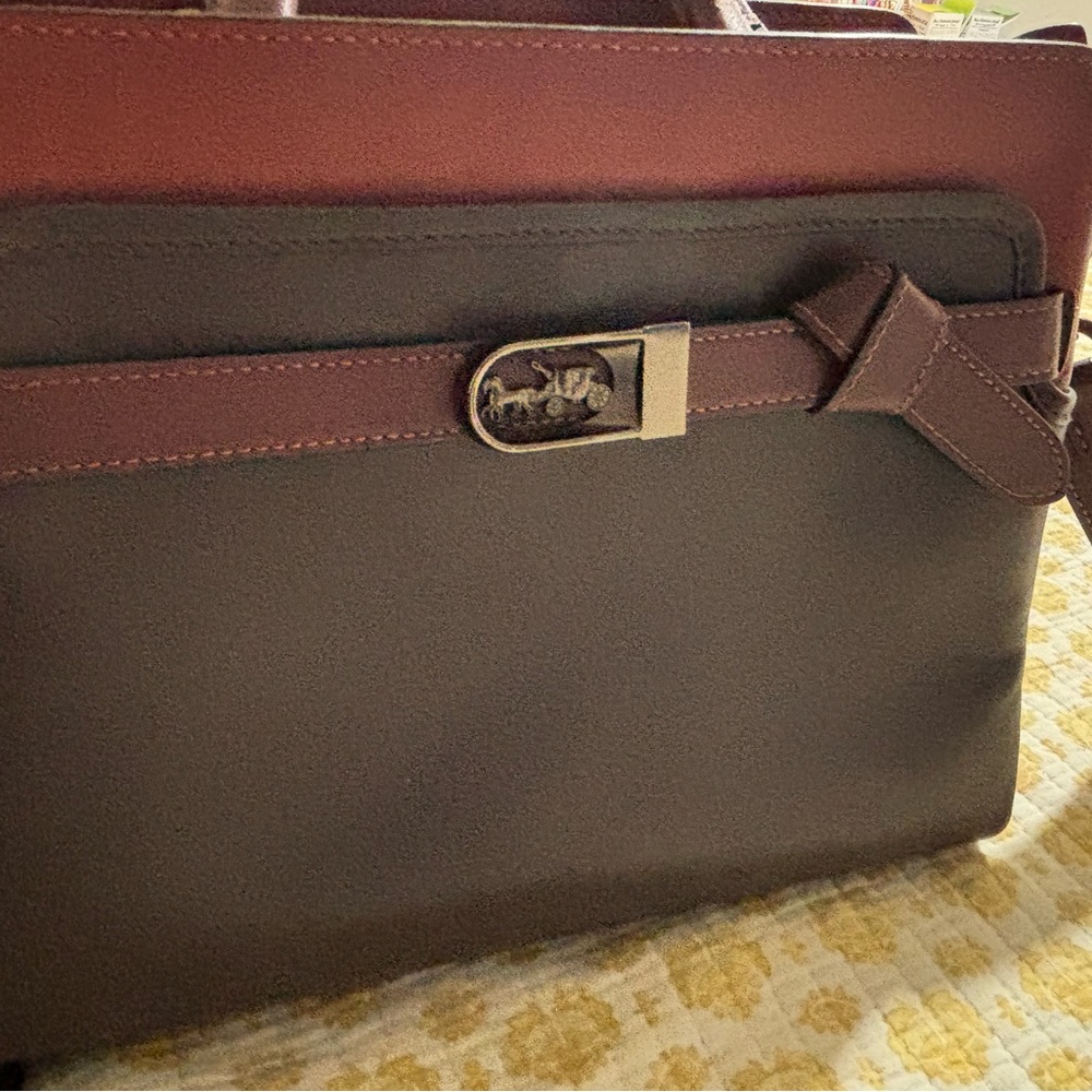 Coach Brown Leather Briefcase with Structured Design